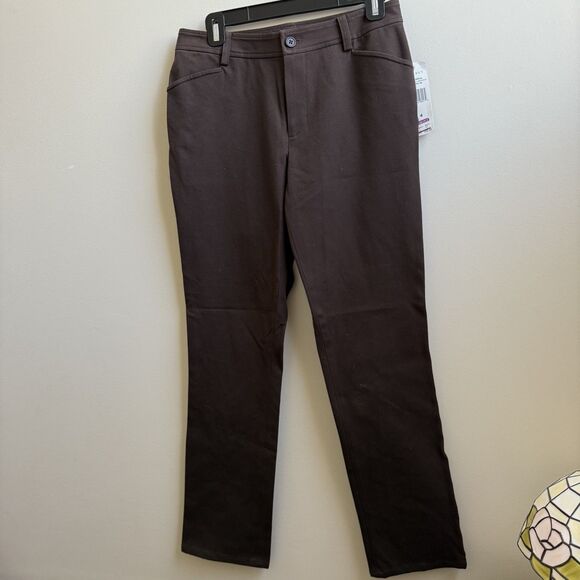 Ralph Lauren Slim Fit Midrise Brown Stretch Pants Size 4 - Picture 1 of 5